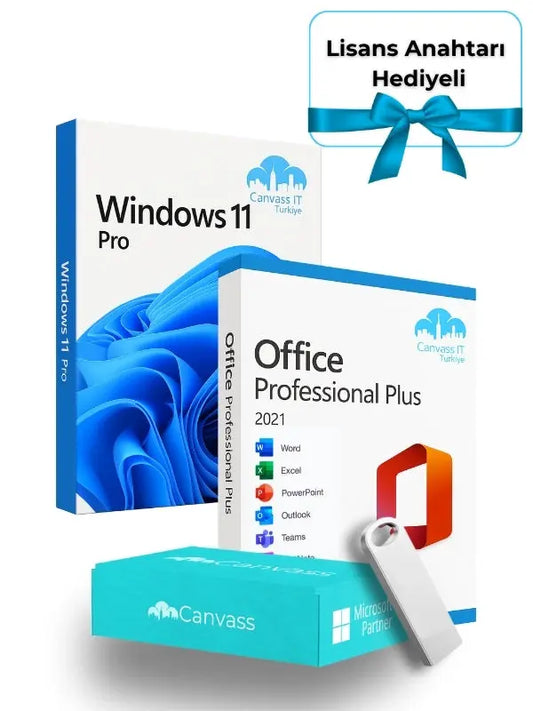 Windows 11 + Office 2021 Professional Plus Kurulumu Uyumlu USB Bellek 16GB(Lisans Anahtarı Hediye) Canvass IT Turkey