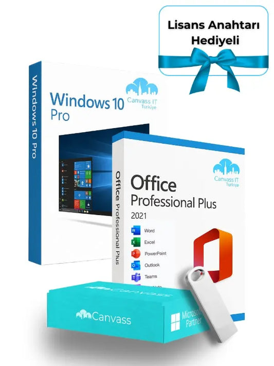 Windows 10 + Office 2021 Professional Plus Kurulumu Uyumlu USB Bellek 64GB(Lisans Anahtarı Hediyeli) Canvass IT Turkey