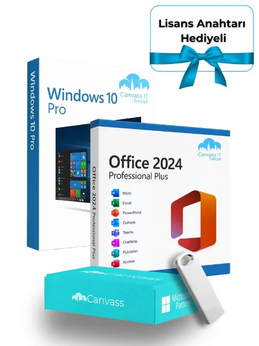 Windows 10 + Office 2024 Professional Plus Kurulumu Uyumlu USB Bellek 16GB(Lisans Anahtarı Hediyeli) Canvass IT Turkey